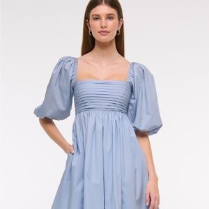 Abercrombie Emerson Poplin Blue Puff Sleeve Dress